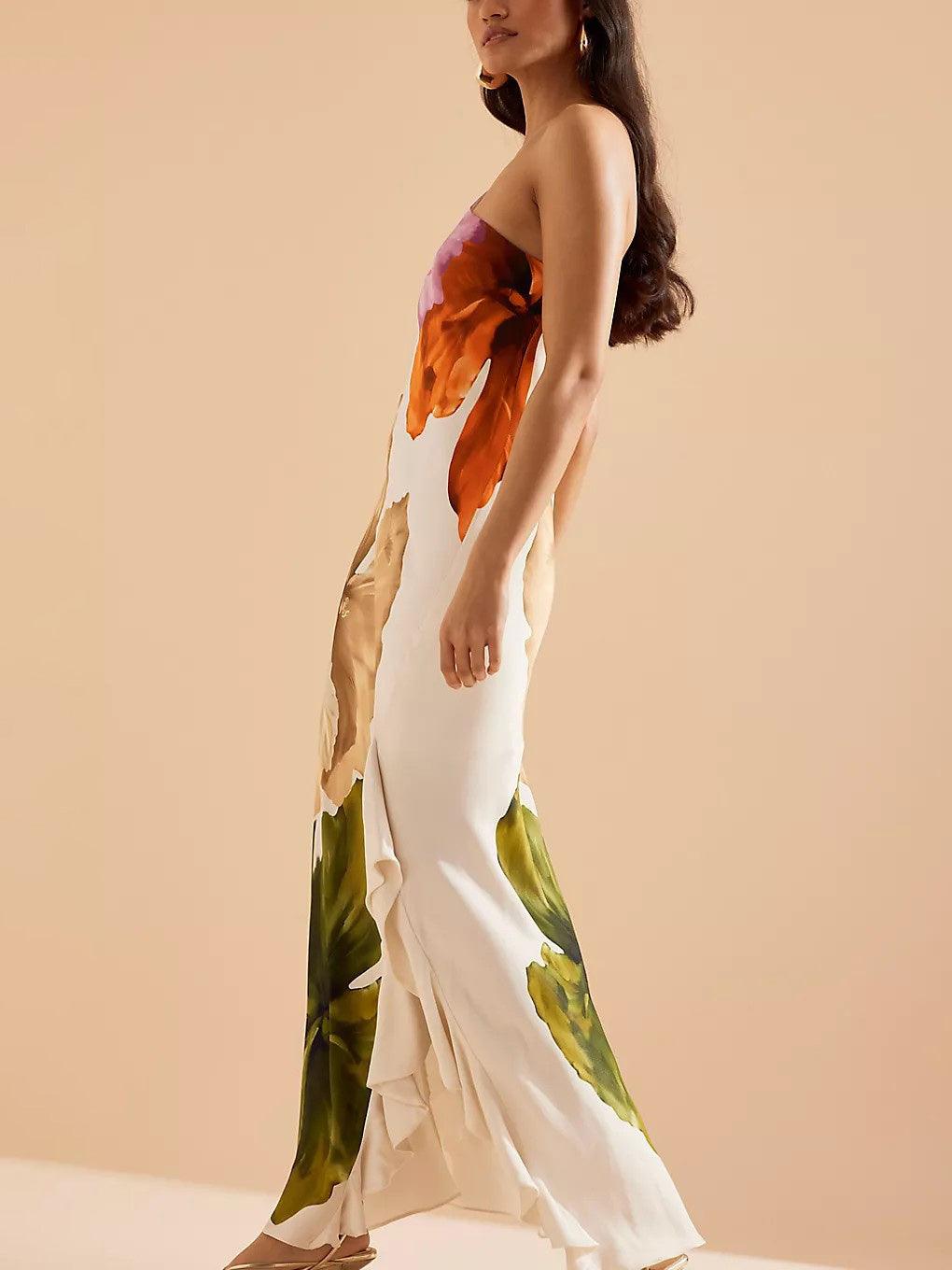 Elegante Abito Maxibustier con Stampa Floreale
