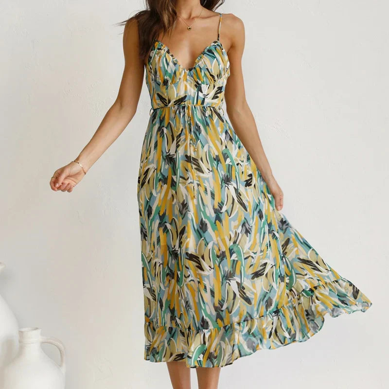 Clara - Elegante vestito lungo con motivo