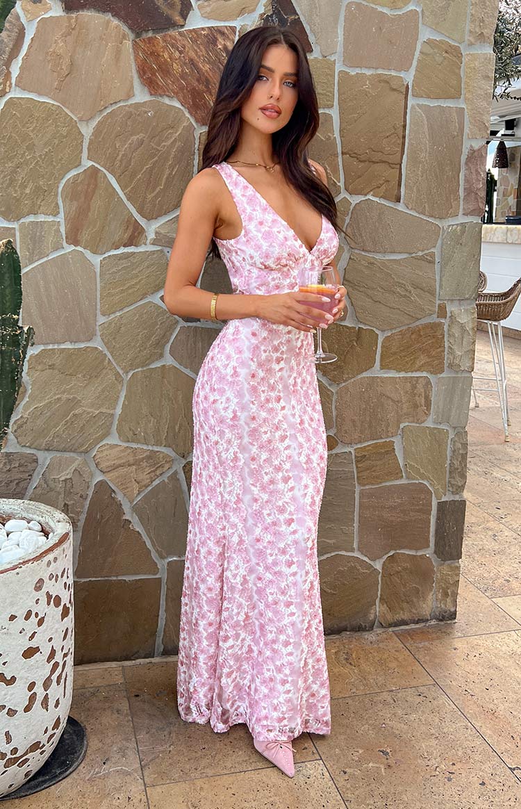 Farida - Vestito Maxy in Pizzo Rosa