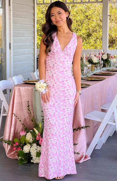 Farida - Vestito Maxy in Pizzo Rosa
