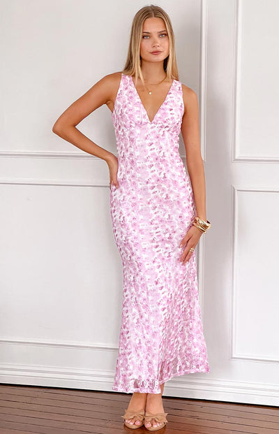 Farida - Vestito Maxy in Pizzo Rosa