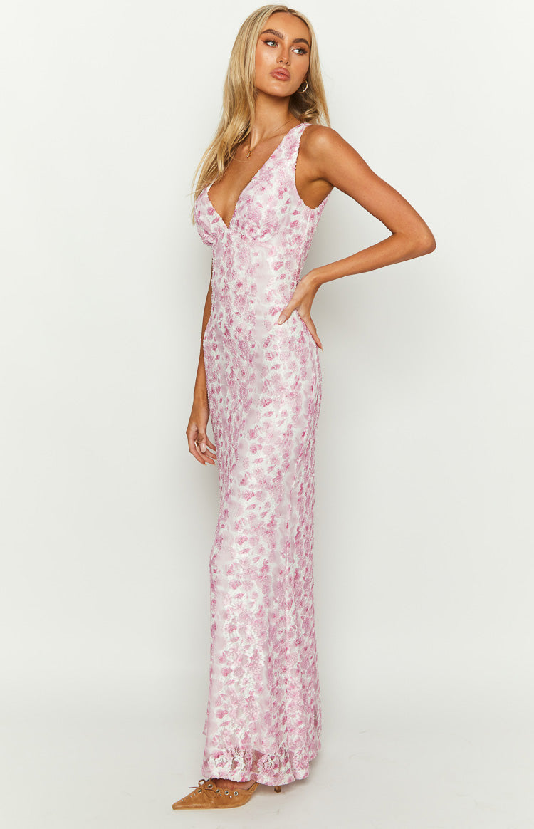 Farida - Vestito Maxy in Pizzo Rosa