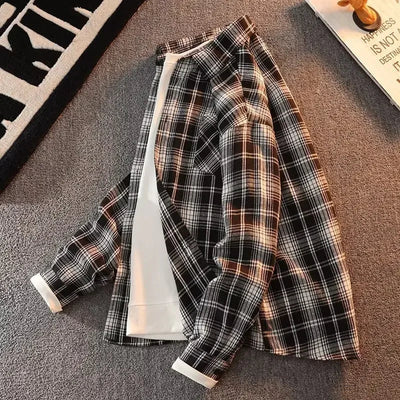 Bram - Primavera Autunno Motivo a Quadri Camicia Lunga Manica Collo Uomini