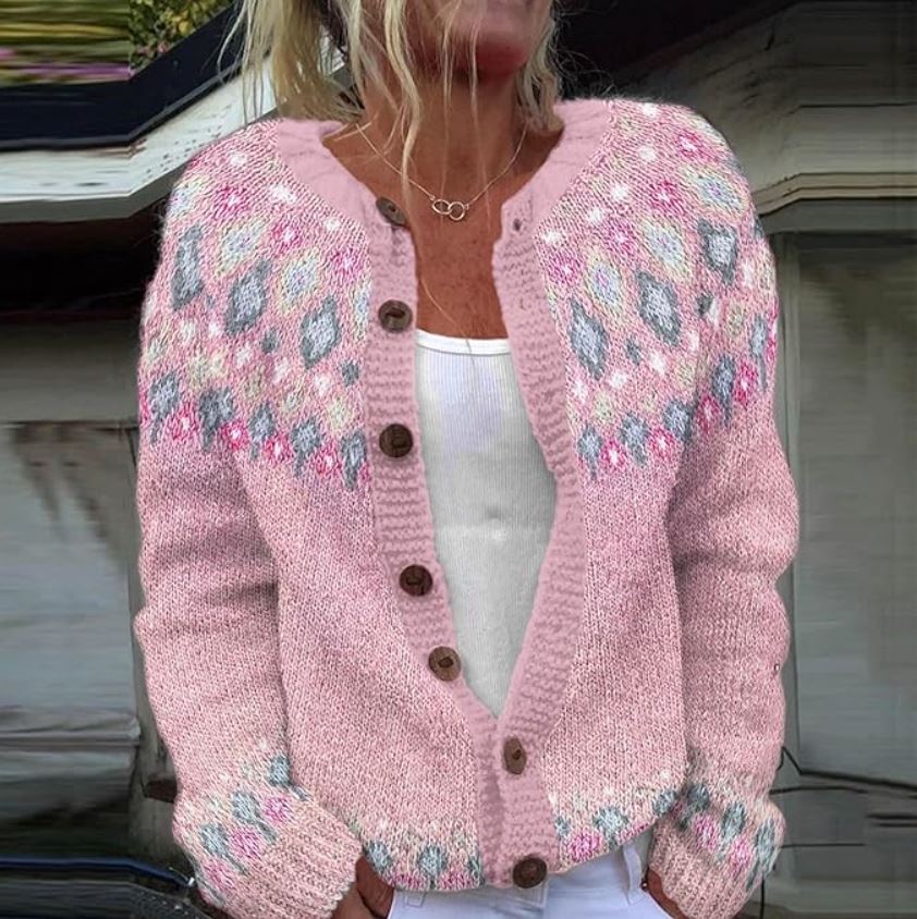 Sophie | Cardigan rosa con stampa