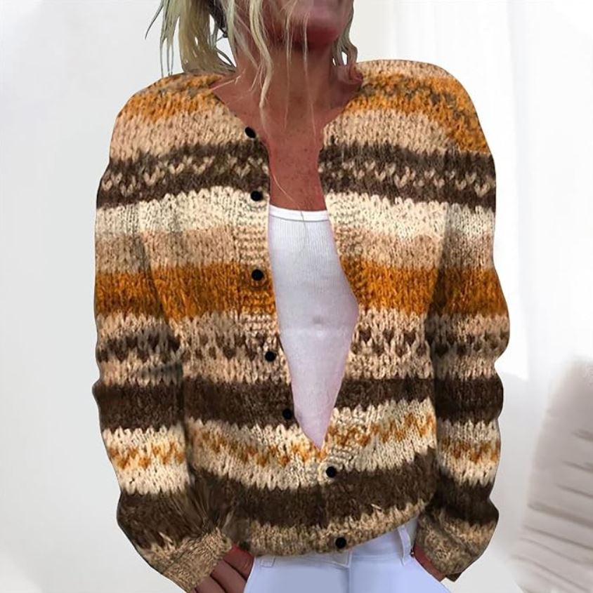 Tova | Cardigan a righe marroni