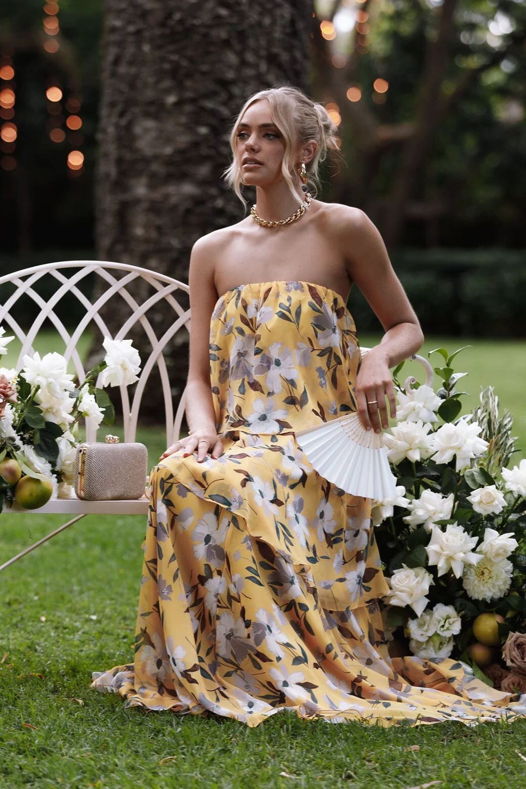 Elsie - Abito Maxy a Pois Senza Spalline