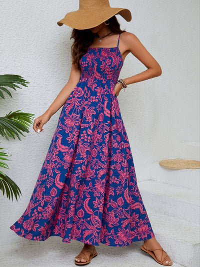 Emma - Vestito maxy floreale raffinato con spalline sottili