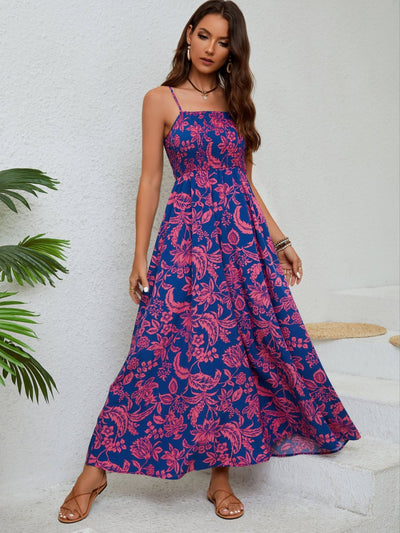 Emma - Vestito maxy floreale raffinato con spalline sottili
