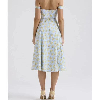 Freya - Abito Midi con Corsetto Fiorito