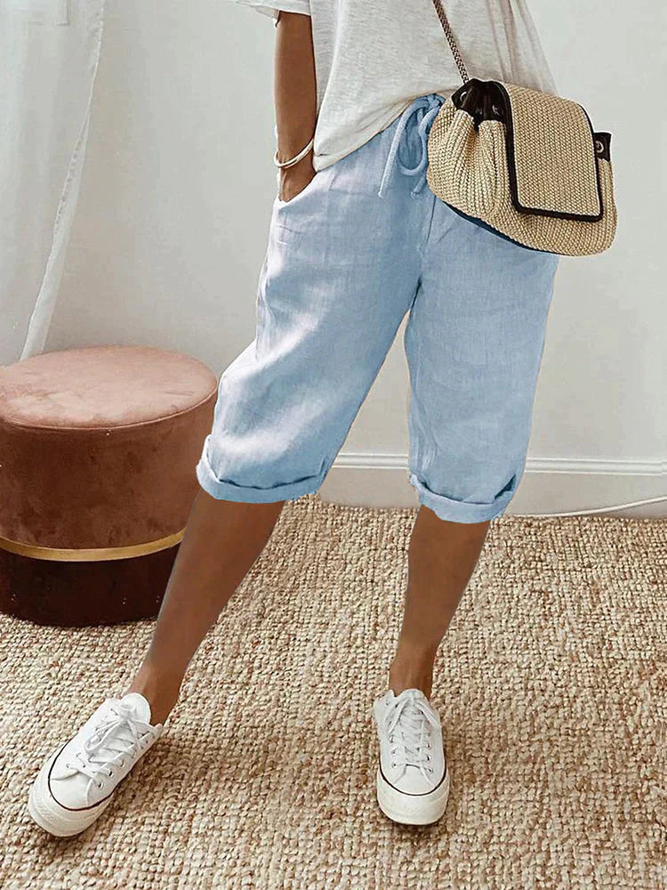 LUI™ – PANTALONCINI CORTI IN COTONE E LINO